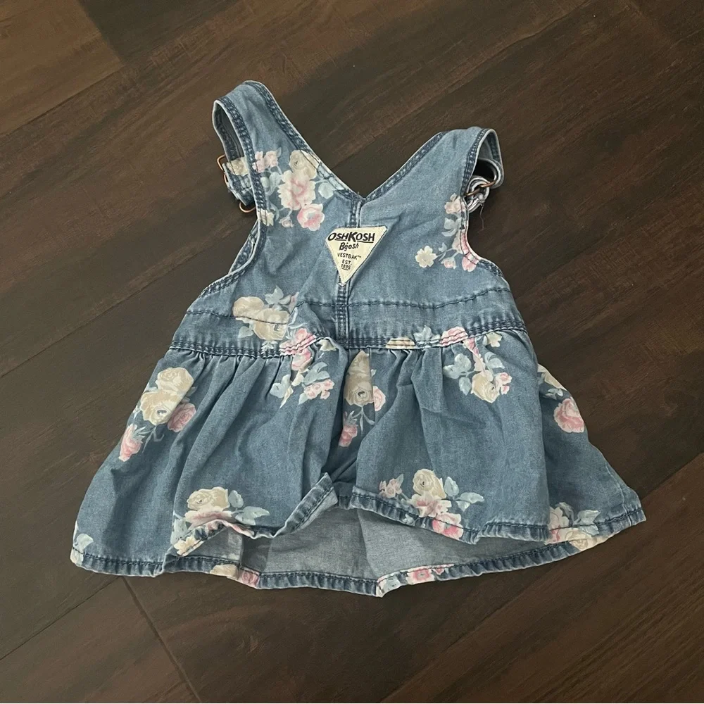 Oshkosh B’gosh Floral Chambray Overall Dress Size 3 Months